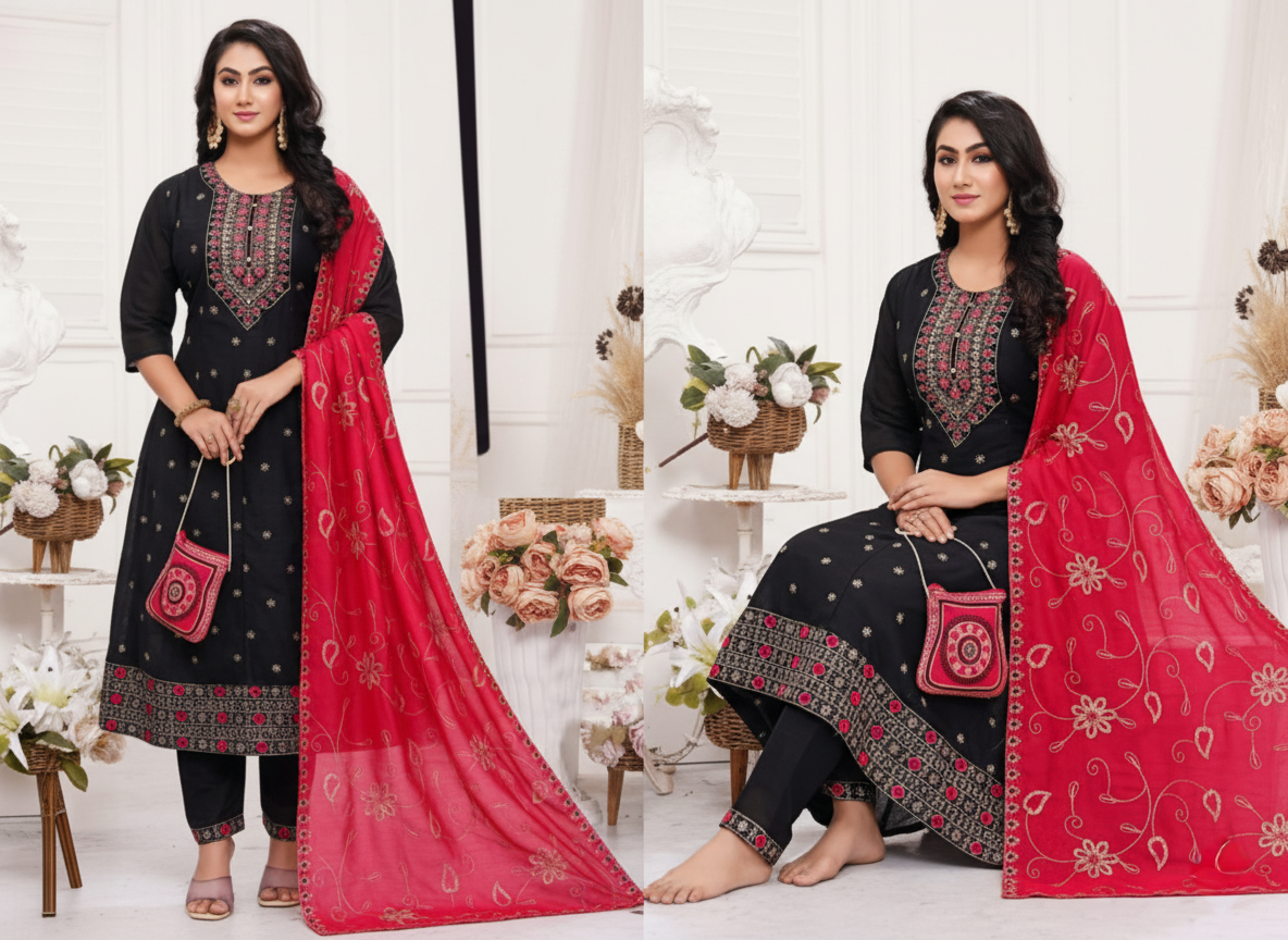 Kurti With Bottom & Dupatta 