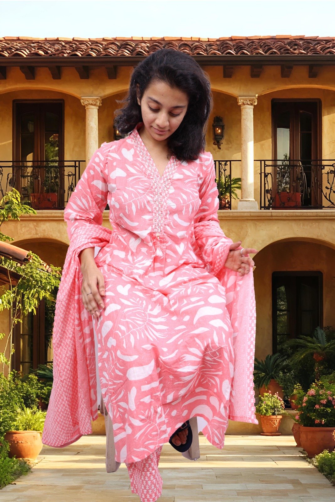 Kurti With Bottom & Printed Dupatta