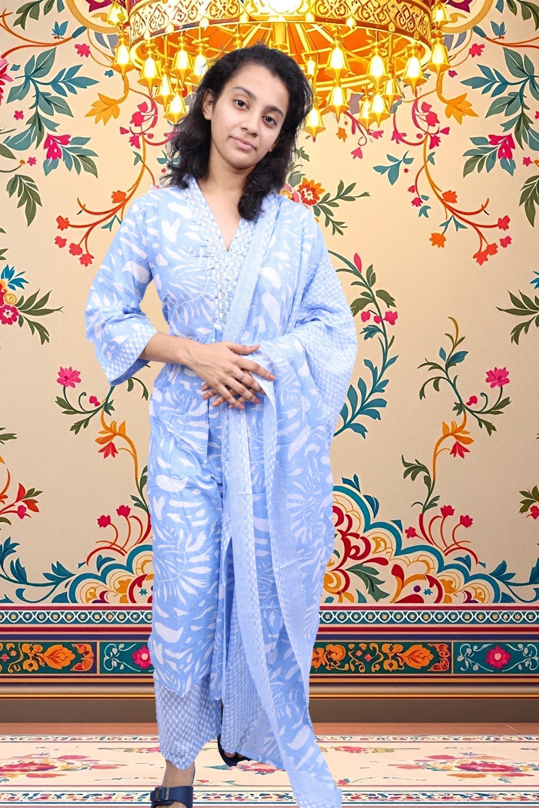 Kurti With Bottom & Printed Dupatta