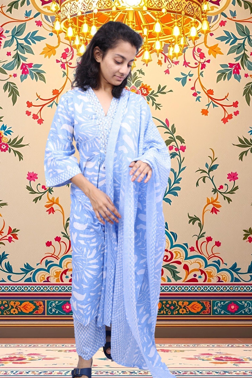 Kurti With Bottom & Printed Dupatta