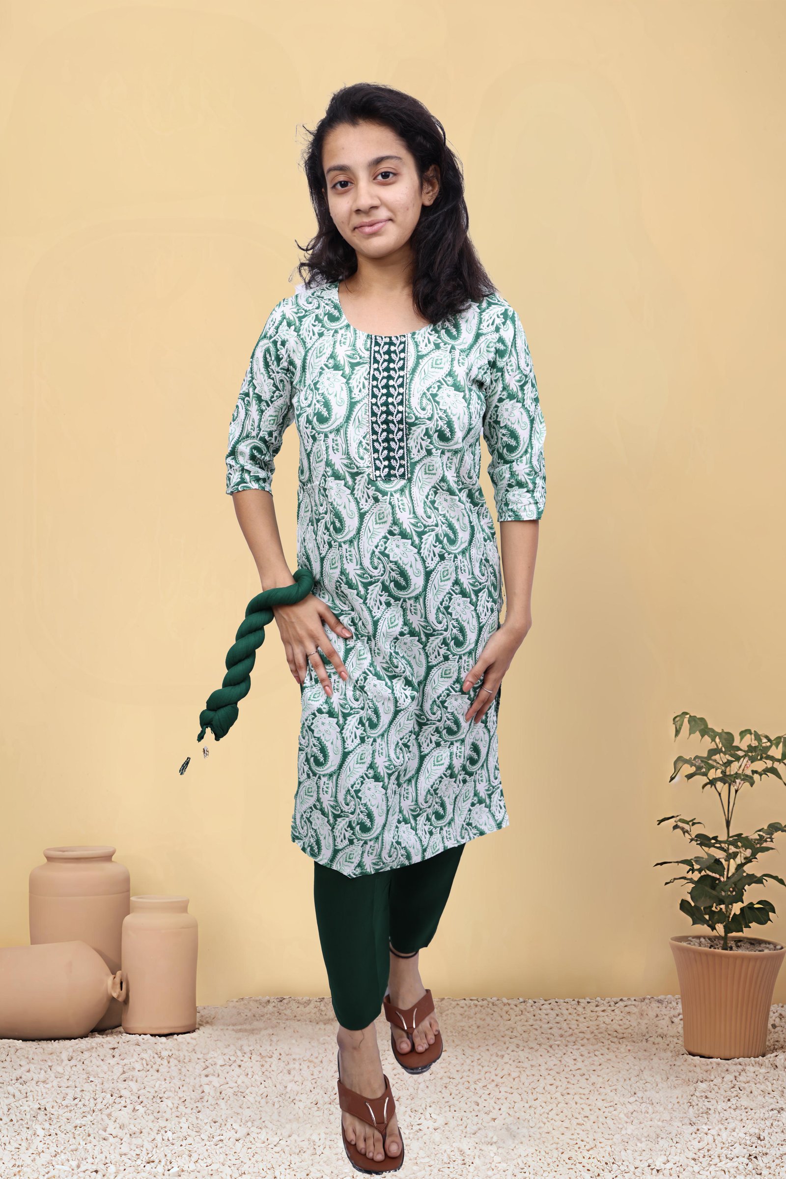 Printed Kurti with Bottom & Dupatta