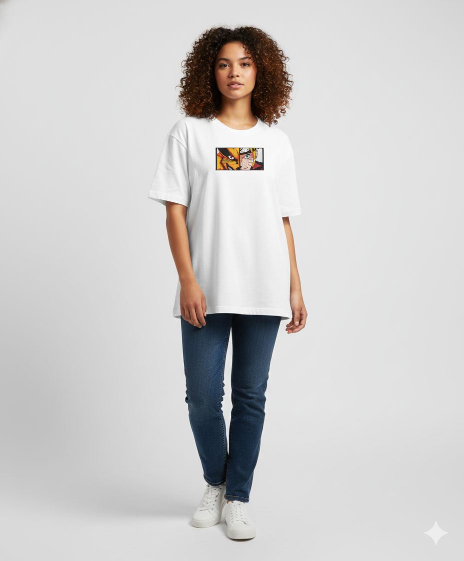 Naruto and Kurama Split  Oversized Tee.