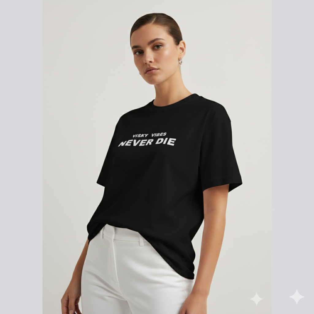 Never Die Vibes oversized Visky Tee 