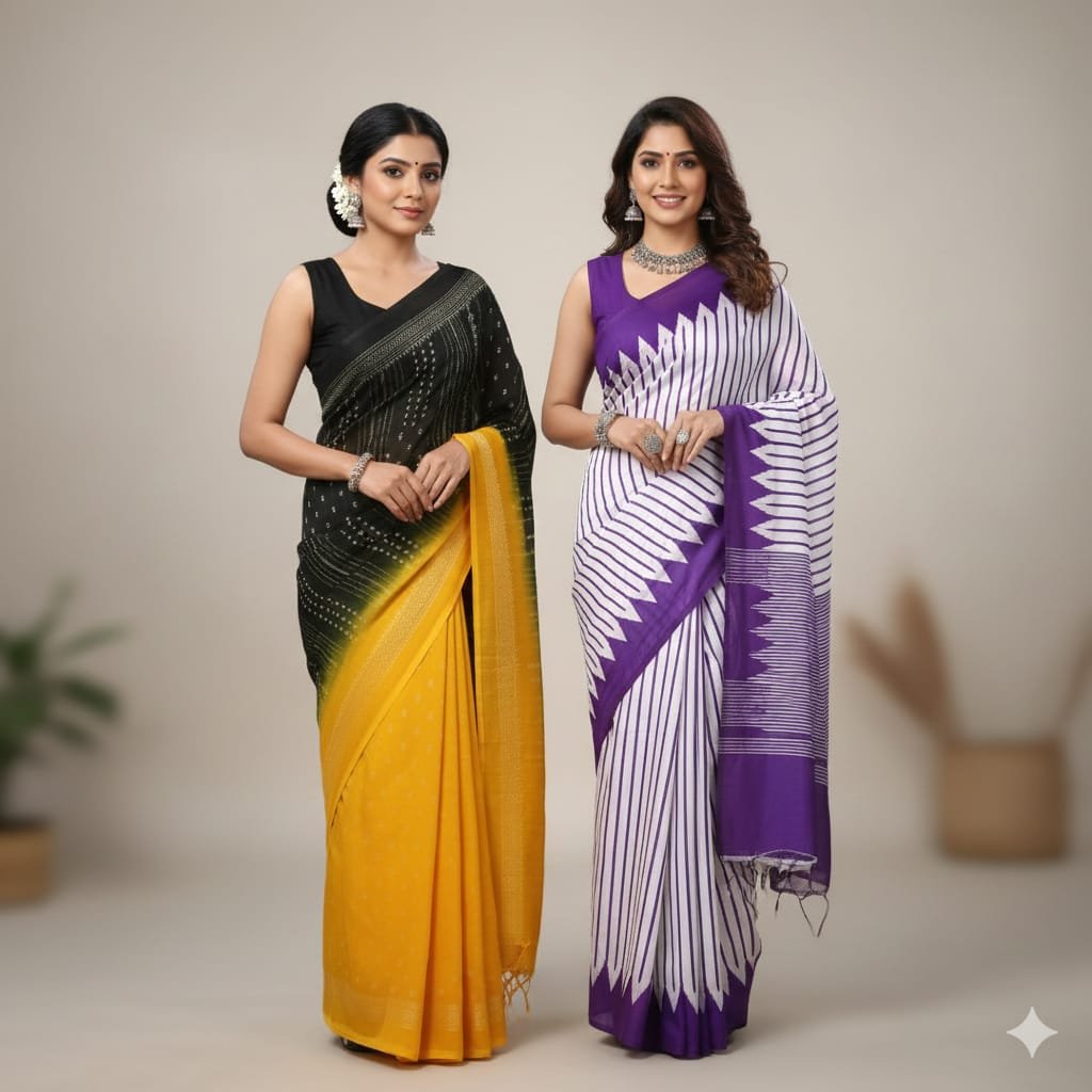  Trendy Designer Sarees Combo (Pack of 2) or Elegant Printed Sarees Combo Set for Women
