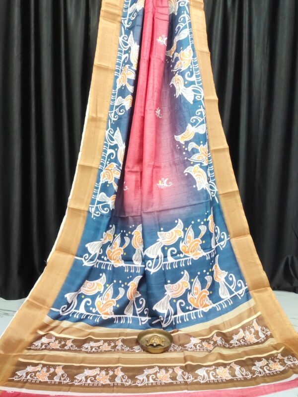 Handcrafted Bapta Tissue Saree with Abstract Pattern & Blouse Piece