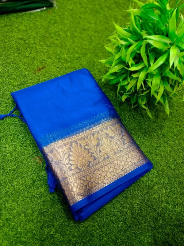 Elegant Handcrafted Blue Maslin Organza Saree