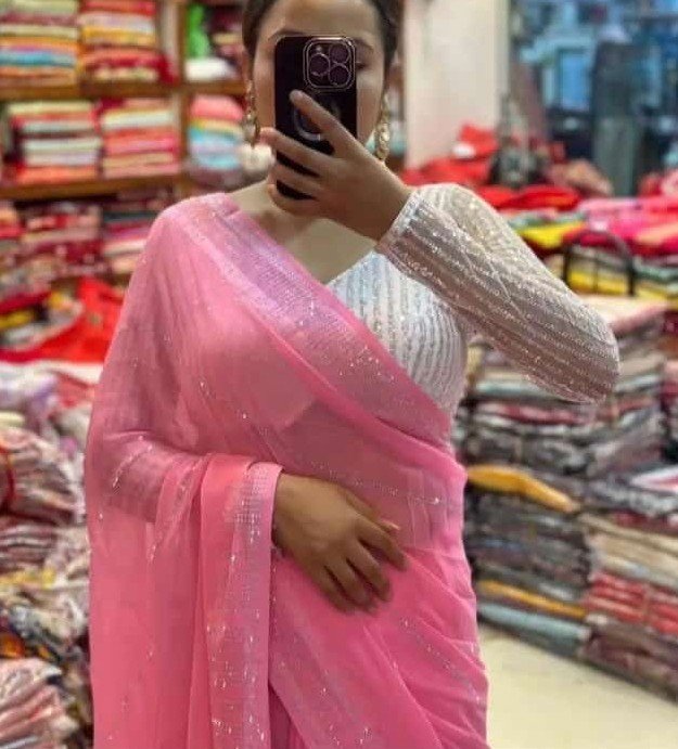 Handcrafted Chiffon Saree – Ultra-Soft Bridal & Partywear Drape (Free Size)