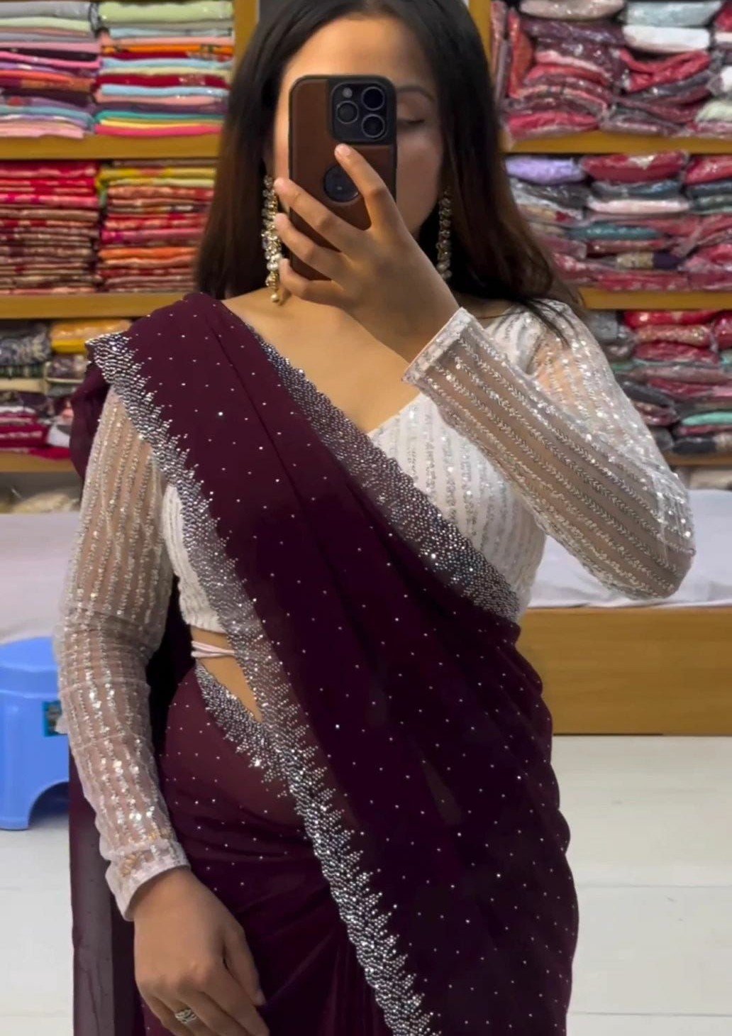 Handcrafted Chiffon Saree – Ultra-Soft Bridal & Partywear Drape (Free Size)