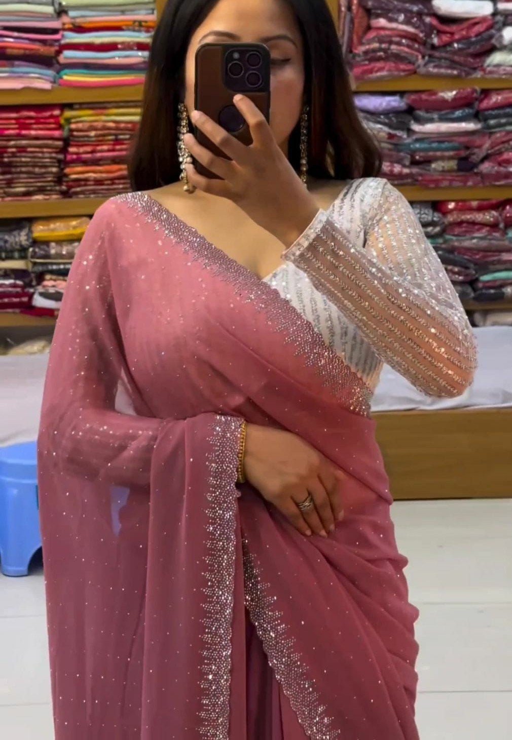 Handcrafted Chiffon Saree – Ultra-Soft Bridal & Partywear Drape (Free Size)