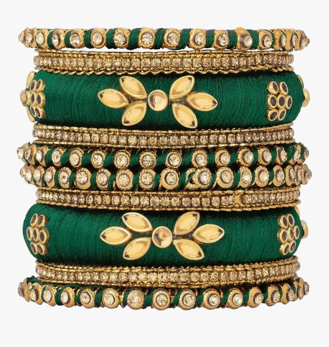 Designer Emerald GreenThread Bangles