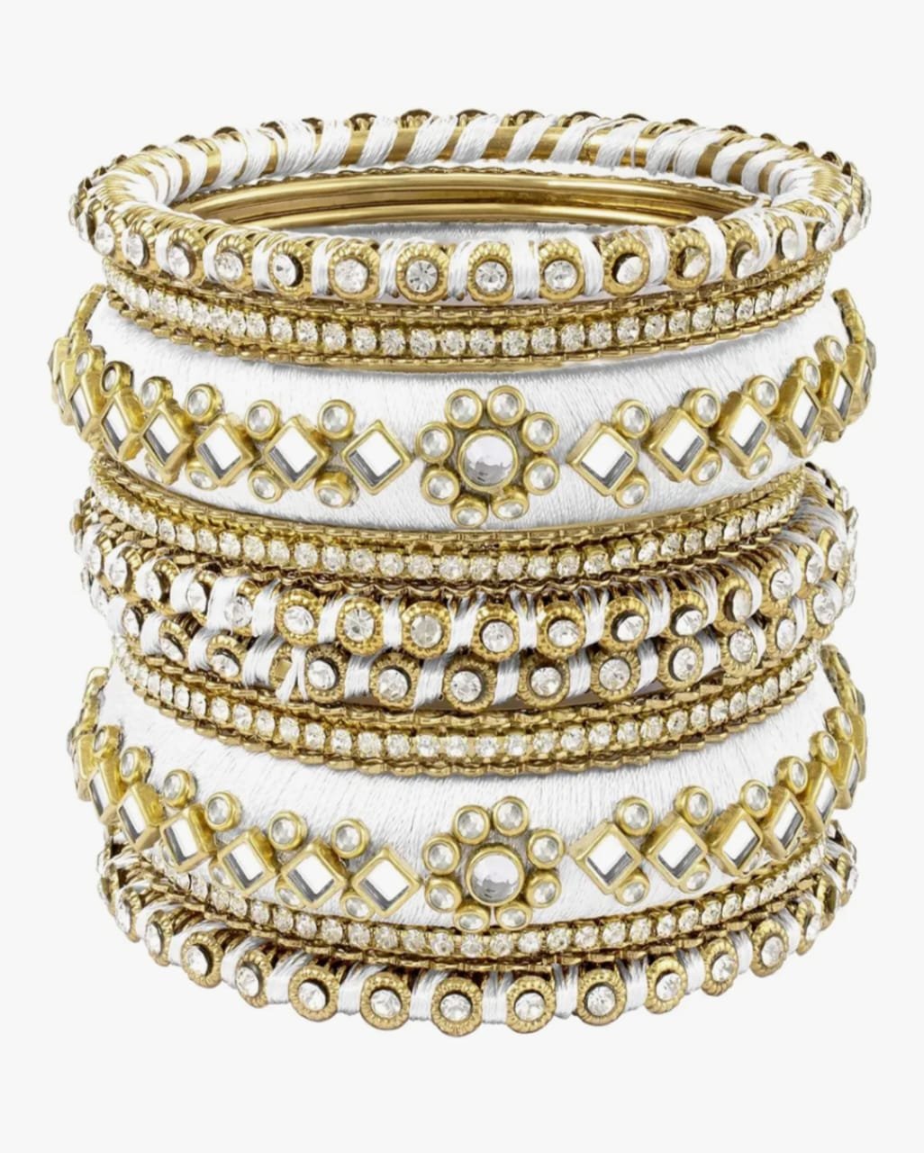 White Designer Thread Bangles