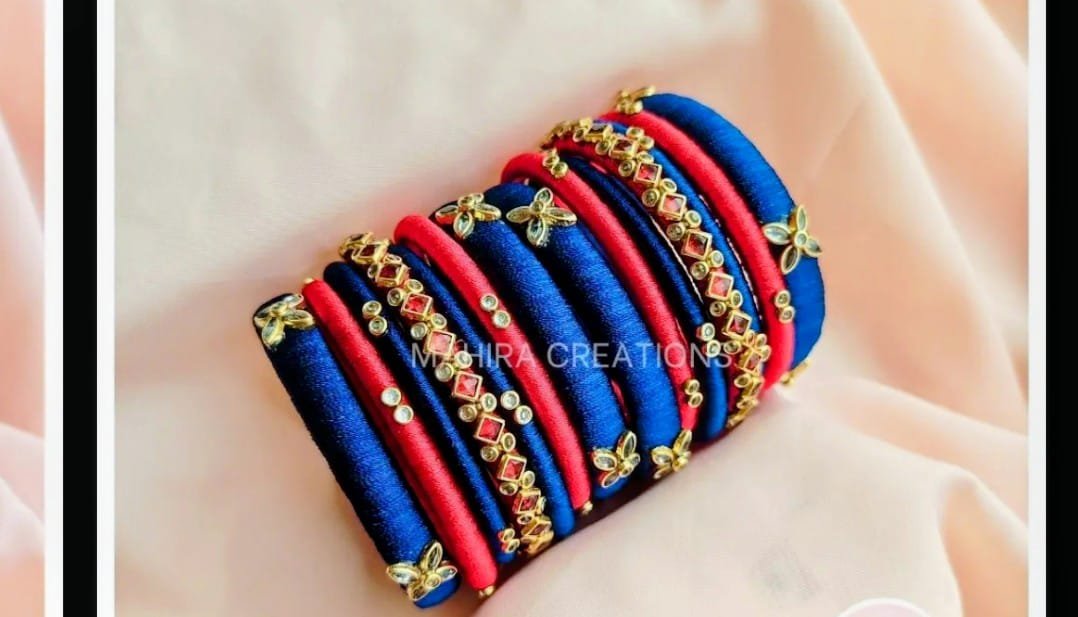 Blue & Red Colour Designer Bangles