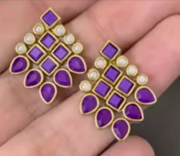 Royal Amethyst Purple & Ivory Pearl Gold