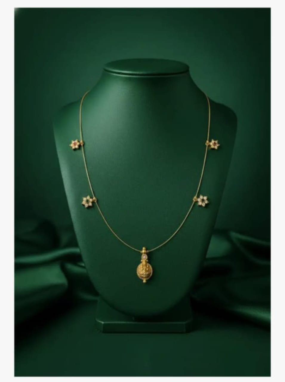 Elegant Gold-Plated Necklace with CZ Crystal Star & Laxmi Pendant
