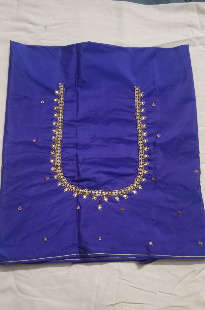 Elegant Blue Colour Embroidery Work Blouse for Women