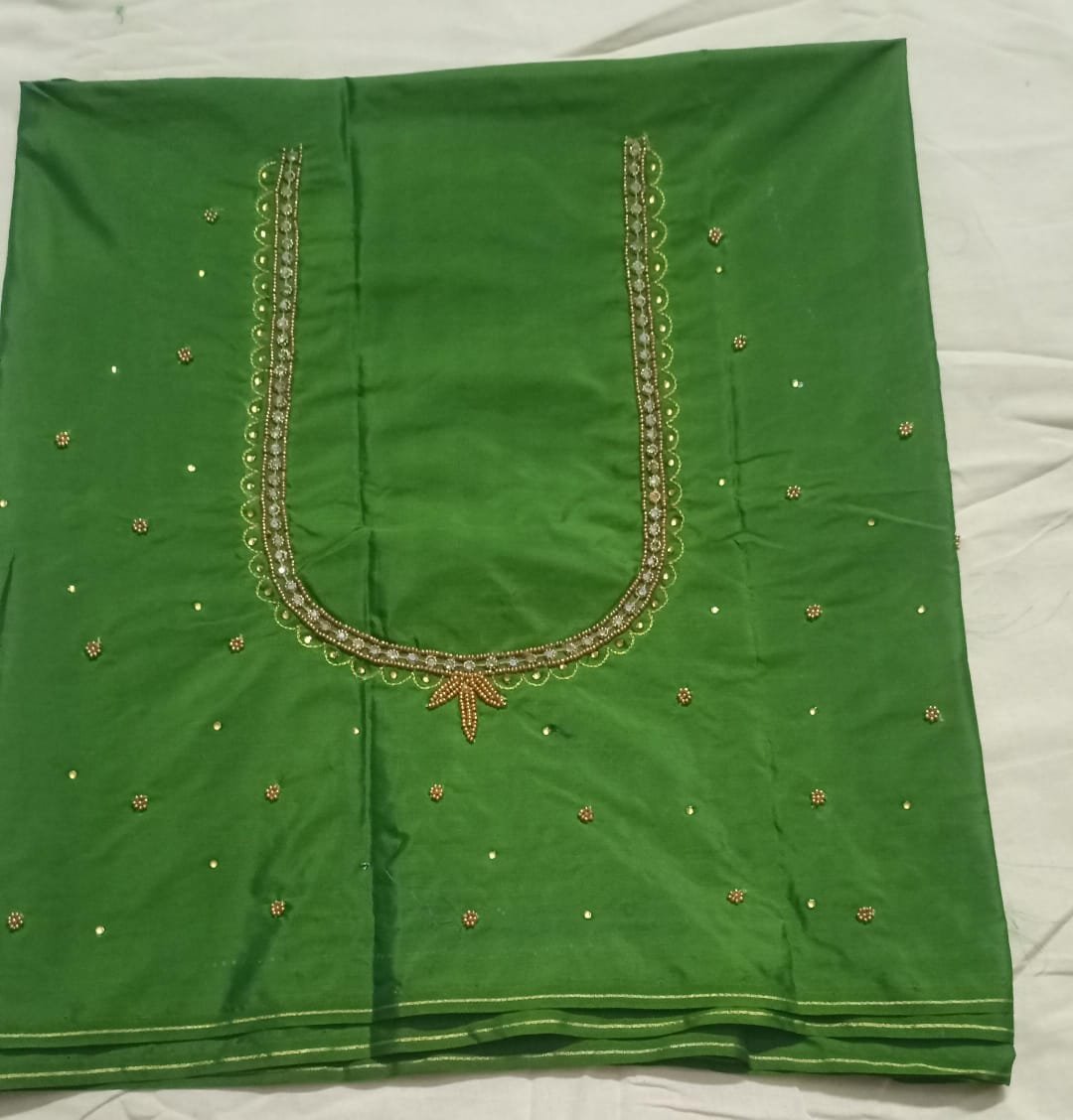 Elegant Mehandi Colour Embroidery Work Blouse for Women