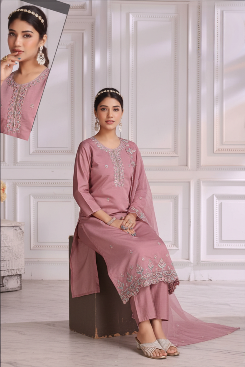 women's embroidery kurti suit set