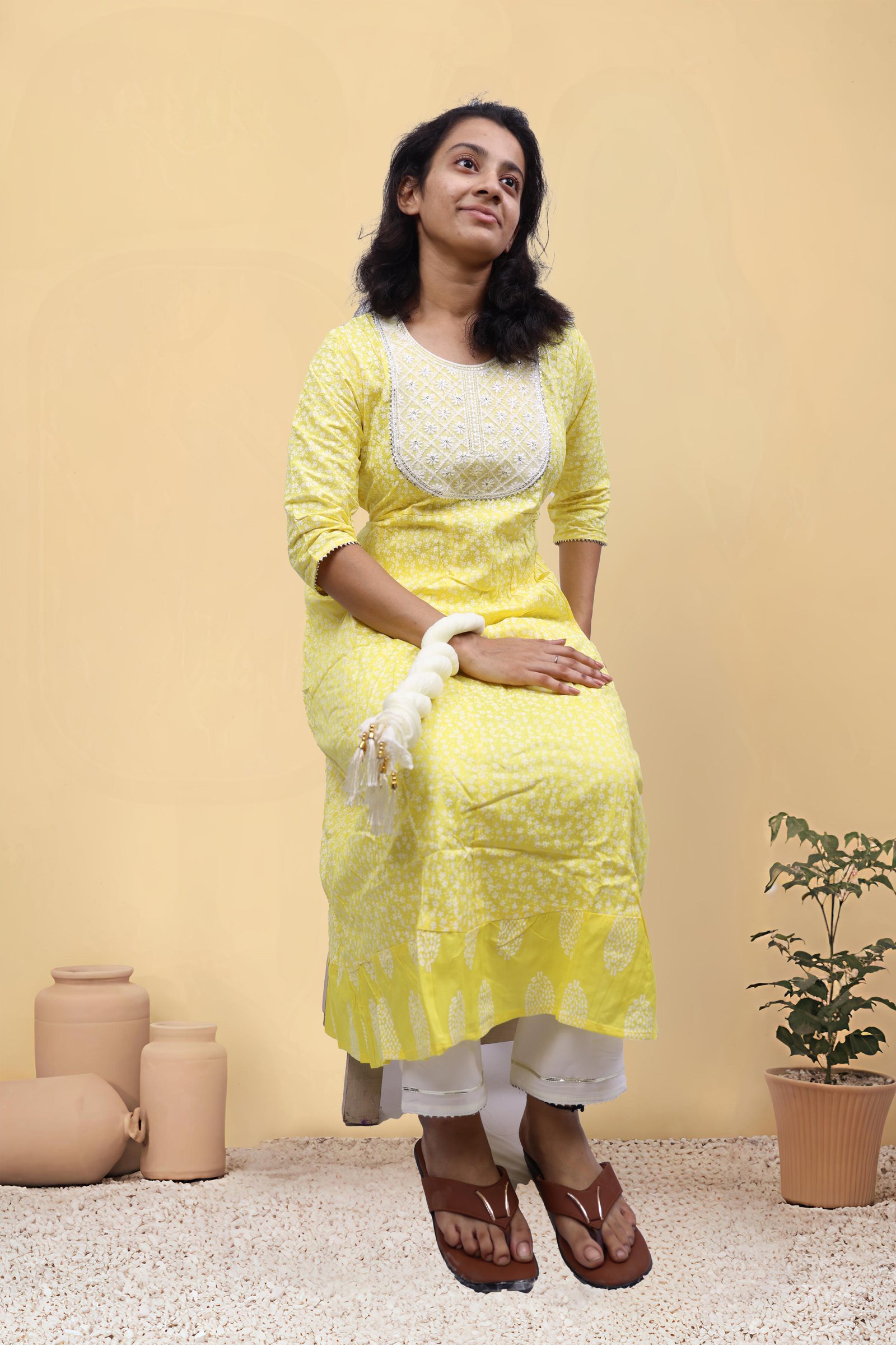 Floral Printed Kurti With Bottom & Dupatta set
