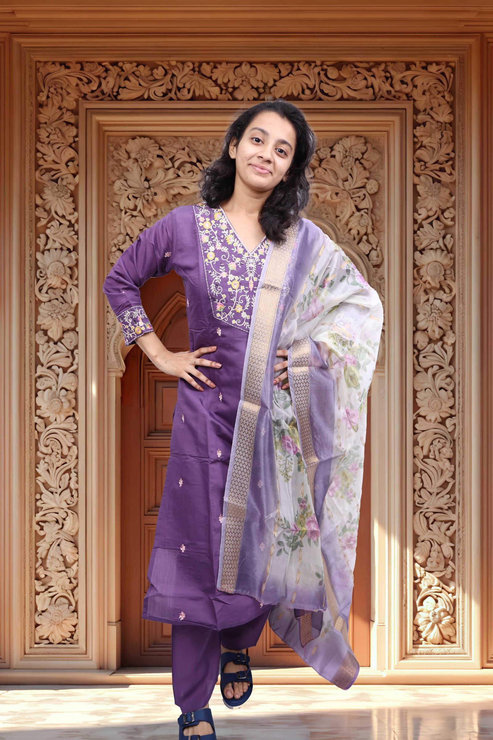 Kurti With Bottom & Photo Print Dupatta