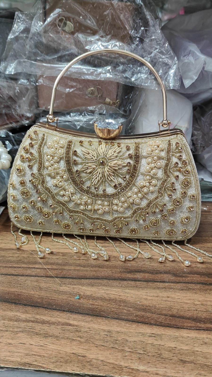 Women’s Ethnic Embroidered Party Clutch with Handle & Chain | premium ethnic clutch bag