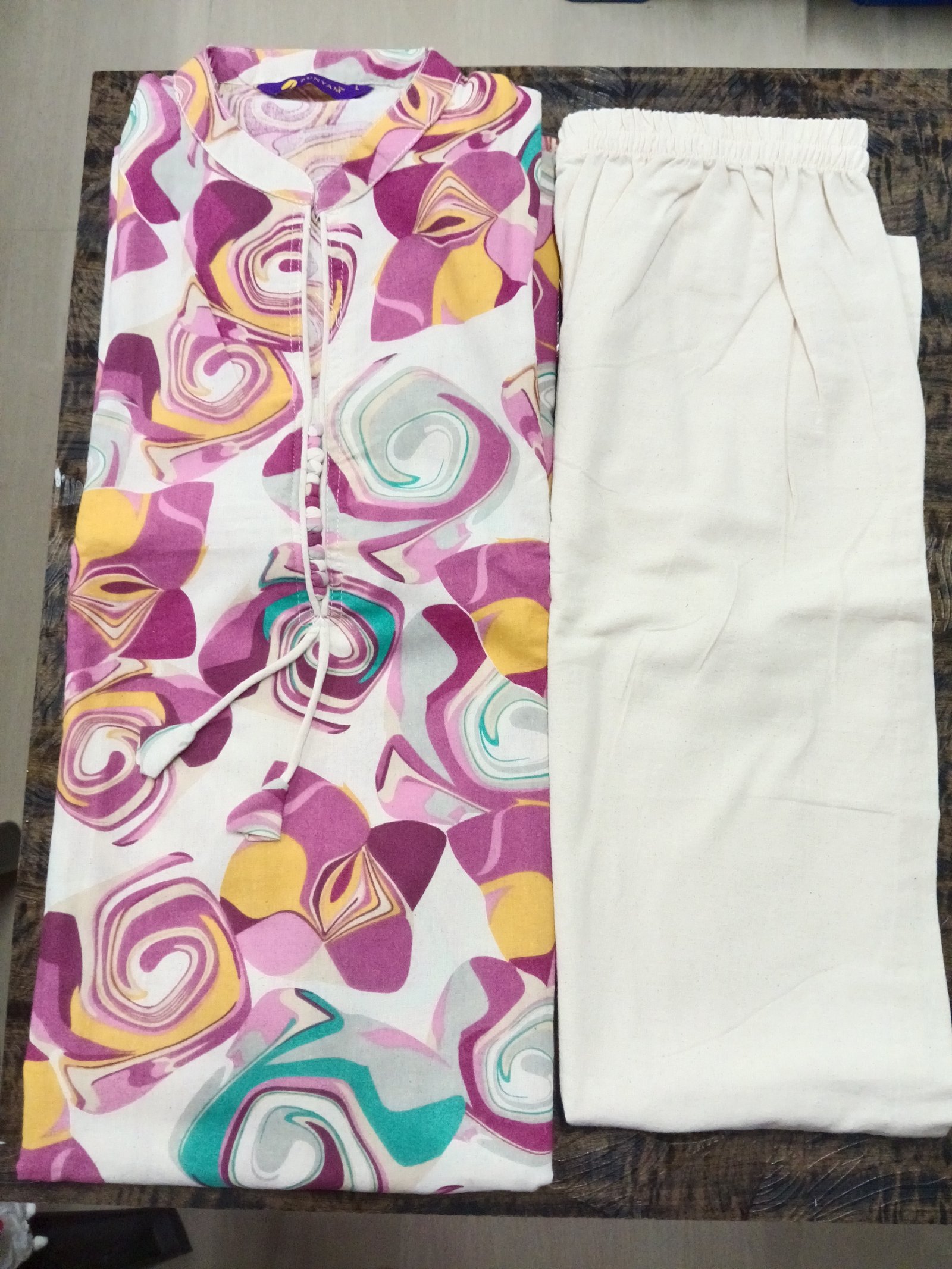 Multi khadi cotton aline two piece set  