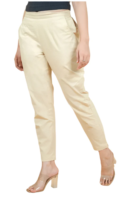 Women’s Classic Cream Cotton Straight Fit Pants | Cream Cotton Pants for Women