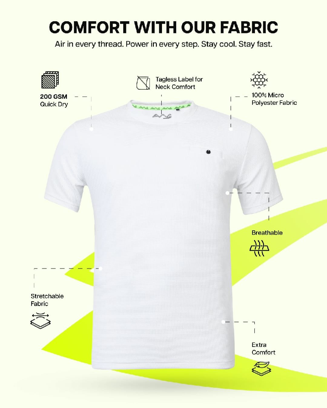 Men’s White Quick-Dry Performance T-Shirt | Men’s White Quick Dry Sports T-Shirt