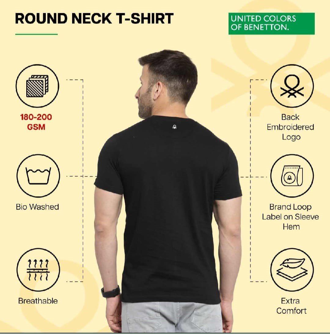 Men’s Premium Bio-Washed Cotton Round Neck T-Shirt (180–200 GSM) | Premium Men’s Solid Crew Neck Tee for Men’s Sportswear online India