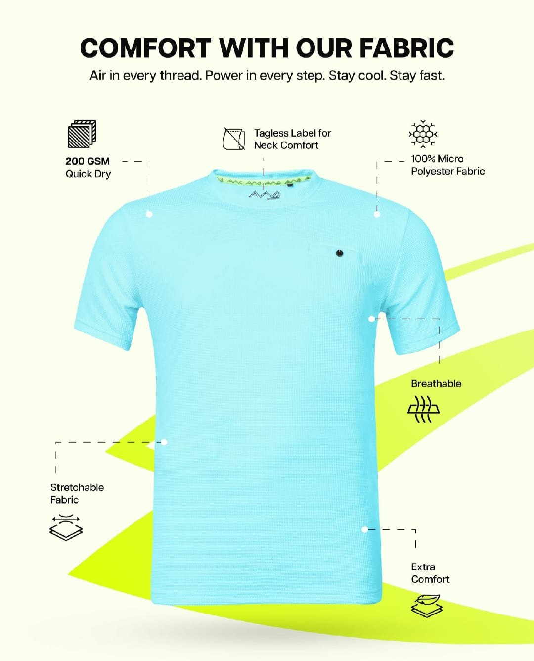Men’s Aqua Blue Quick-Dry Performance T-Shirt | Men’s Quick Dry Sports T-Shirt