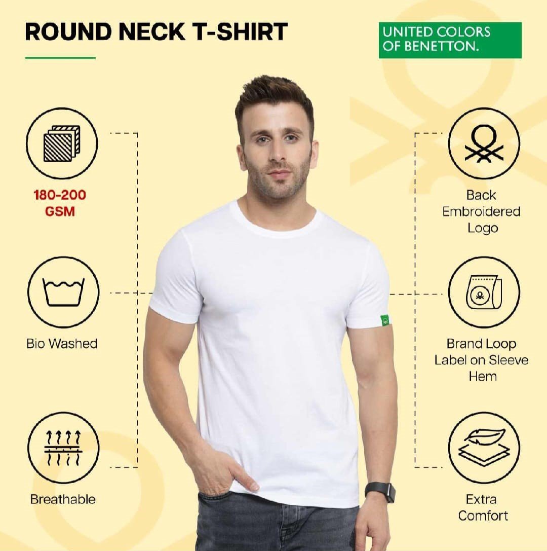 Men’s Premium Bio-Washed Cotton Round Neck T-Shirt (180–200 GSM) | Premium Men’s Solid Crew Neck Tee for Men’s Sportswear online India