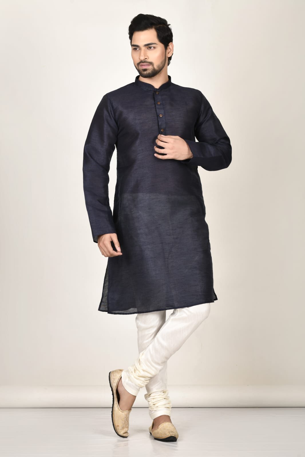 Men’s Black Silk Kurta Pajama Set for Wedding & Festive Wear