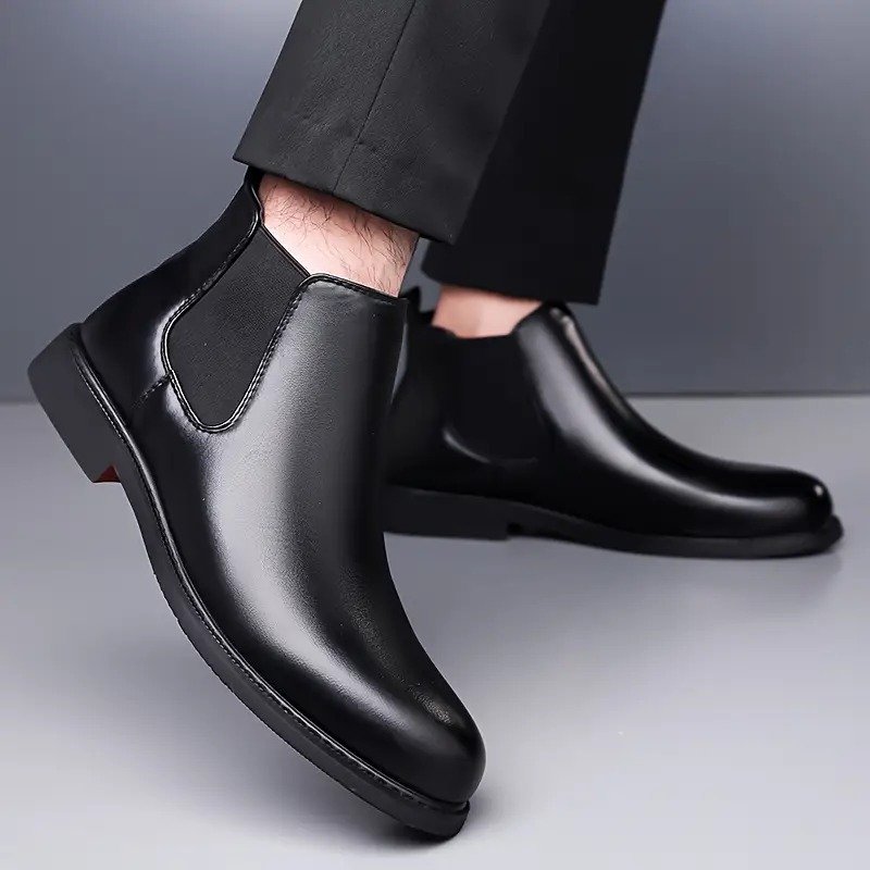 WUGO Latest Stylish Men's Black Chelsea Boots | Faux Leather Slip-On Ankle Boots | Comfortable Casual & Formal Footwear for Men & Boys