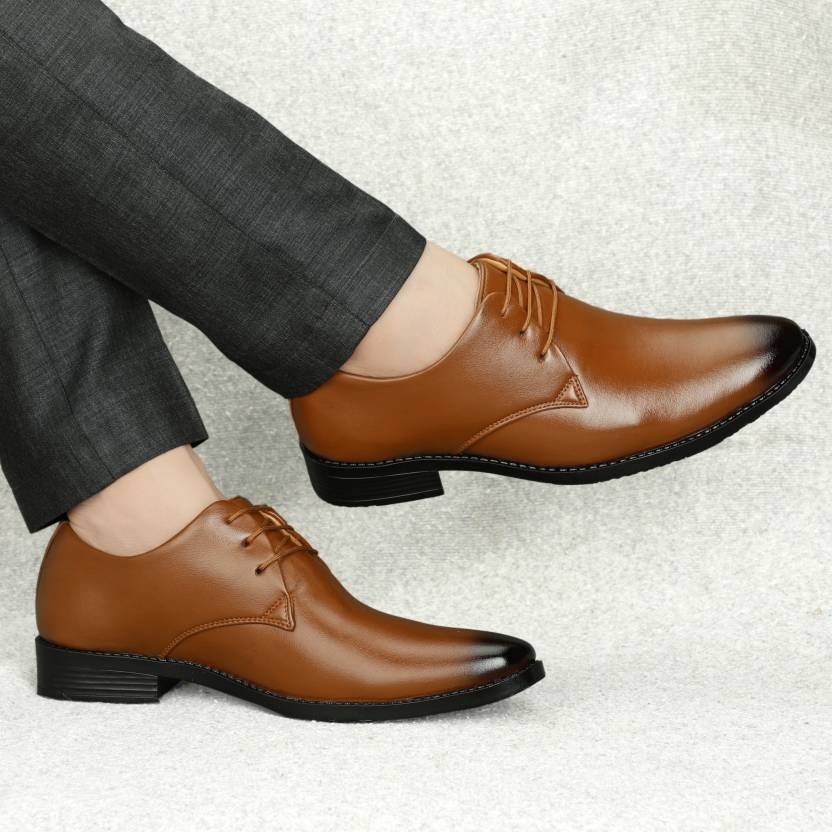 WUGO Latest Trendy Men Formal Shoes | Tan Derby Shoes | Office Shoes For Men's & Boys