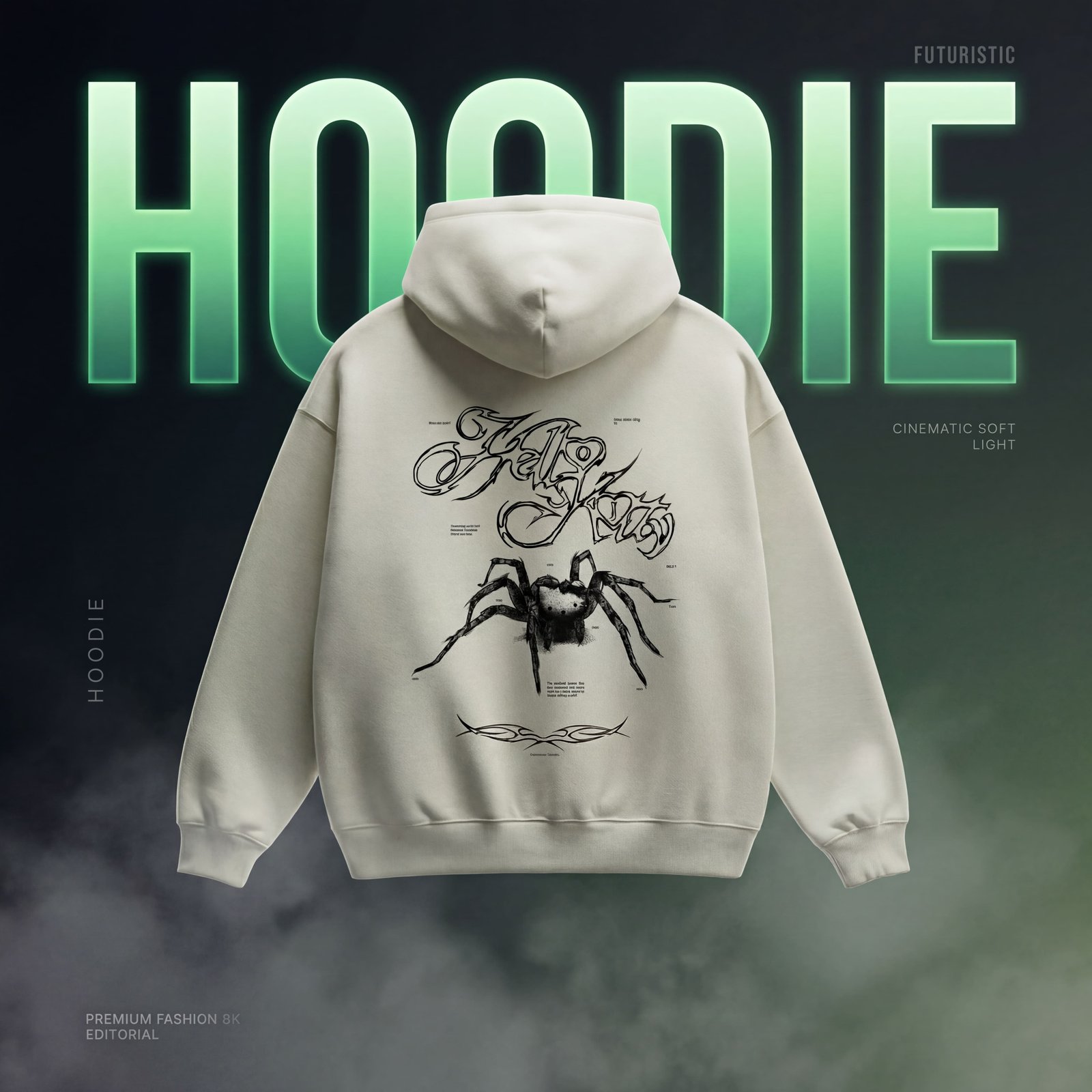 WHITE GHOST-WEB OVESIZED HOODIE