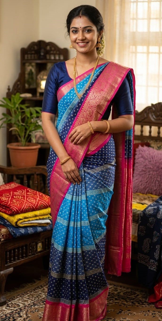 Elegant Multicolour Soft Silk Saree with Zari Border for Ethnic Wear online India
