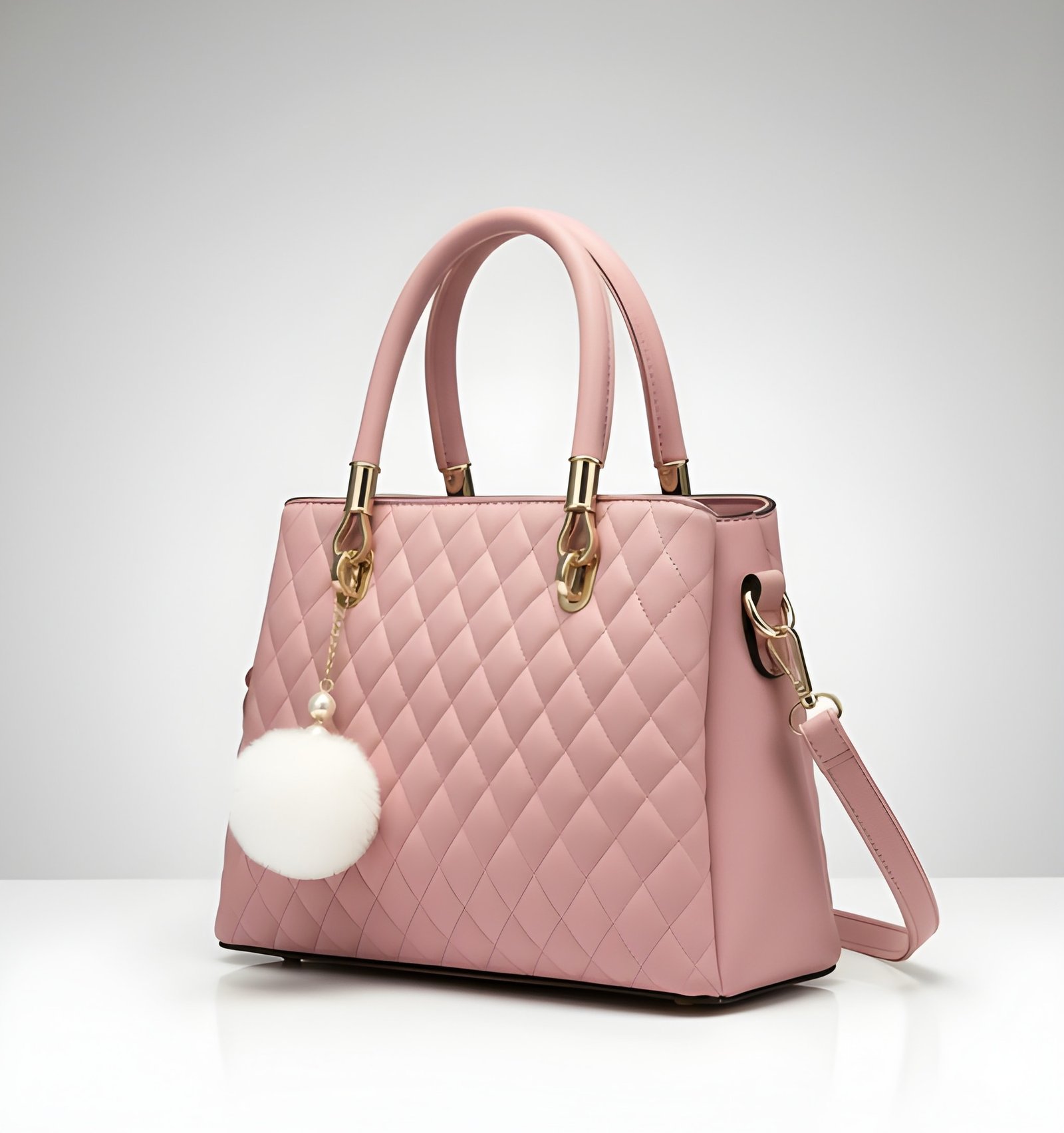 Quality Women’s Stylish Handbag | Spacious Multi-Compartment Design with Golden Hardware & Fur Ball Charm for Bags online India