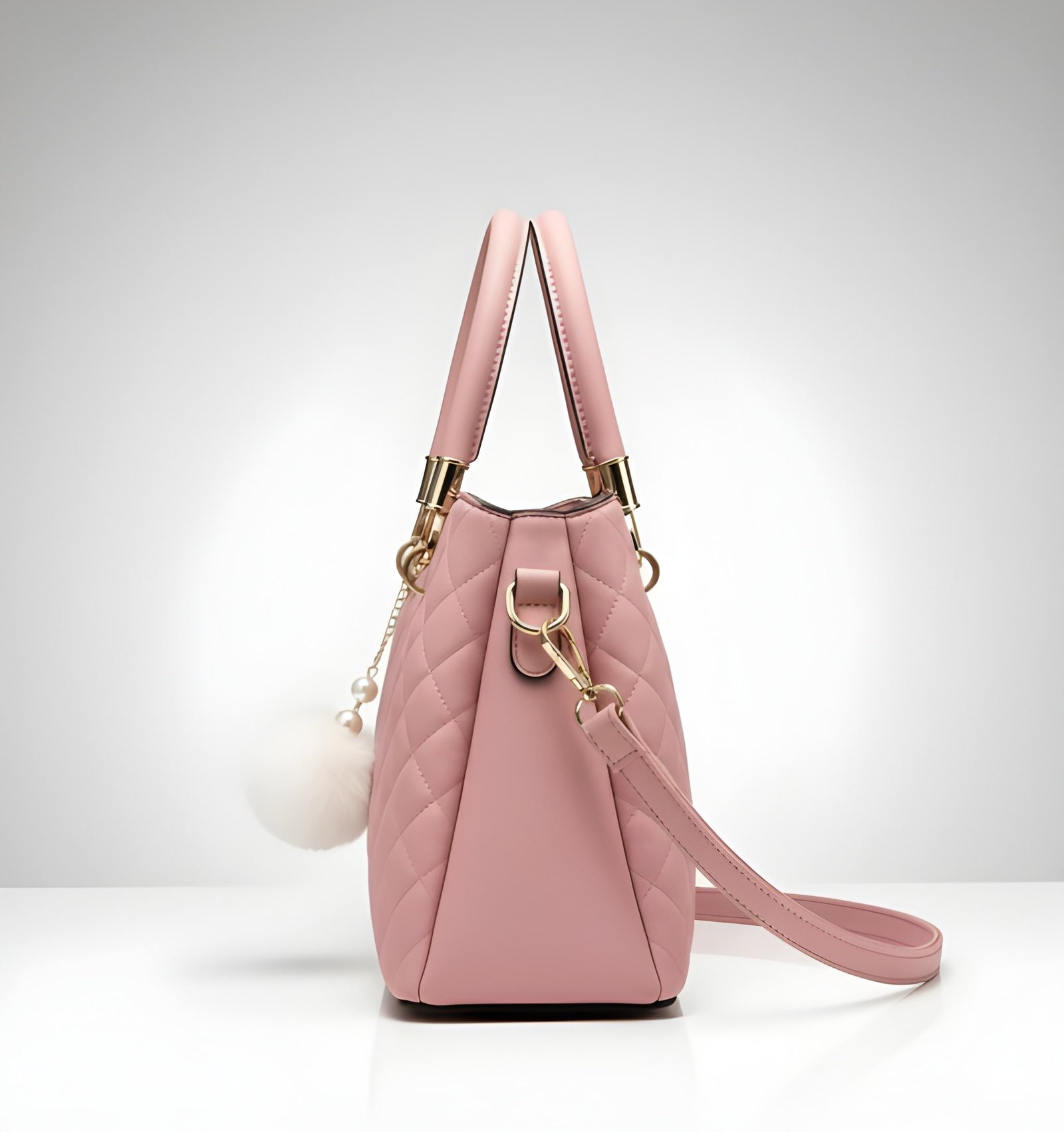 Quality Women’s Stylish Handbag | Spacious Multi-Compartment Design with Golden Hardware & Fur Ball Charm for Bags online India