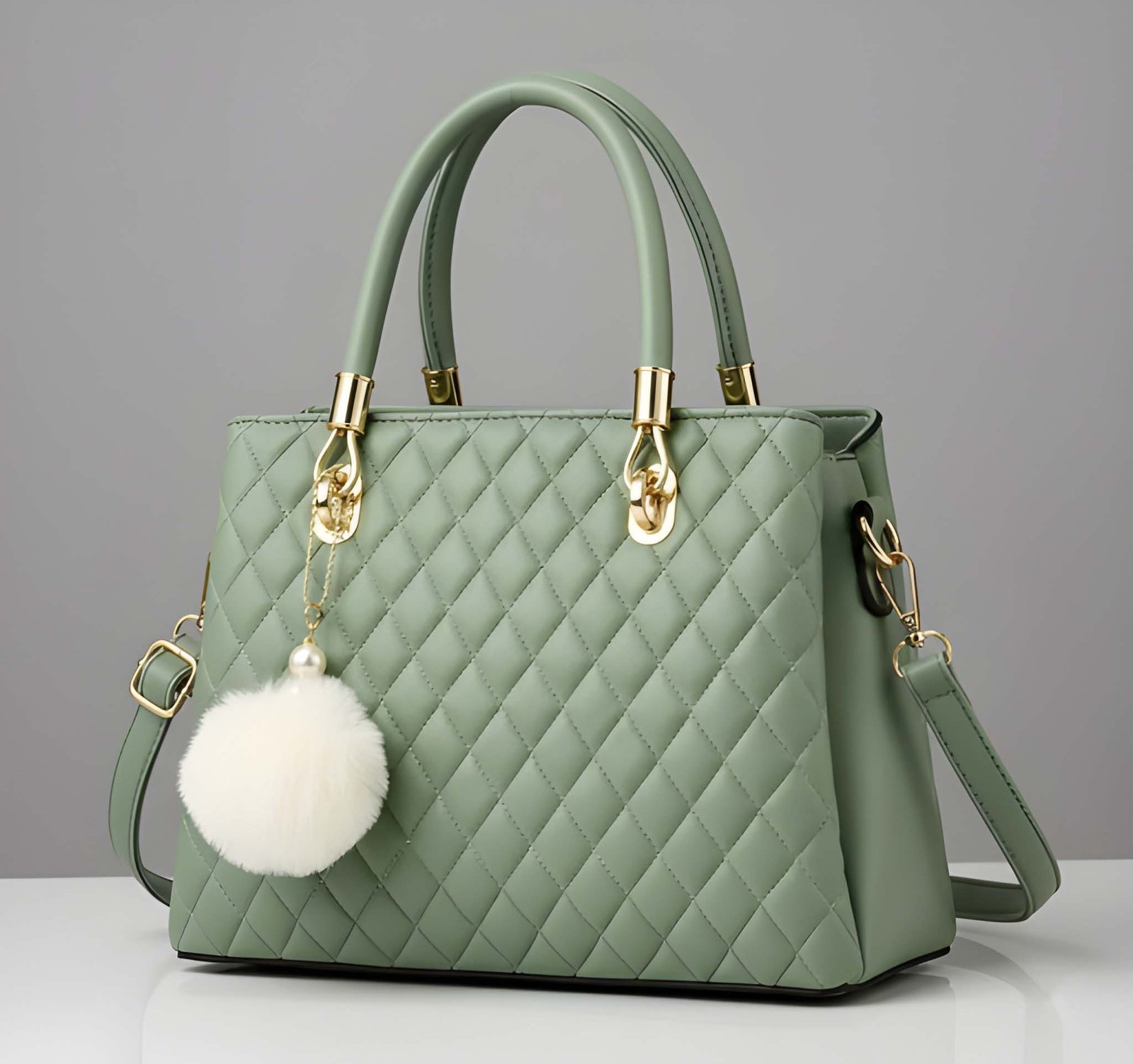 Quality Women’s Stylish Handbag | Spacious Multi-Compartment Design with Golden Hardware & Fur Ball Charm for Bags online India