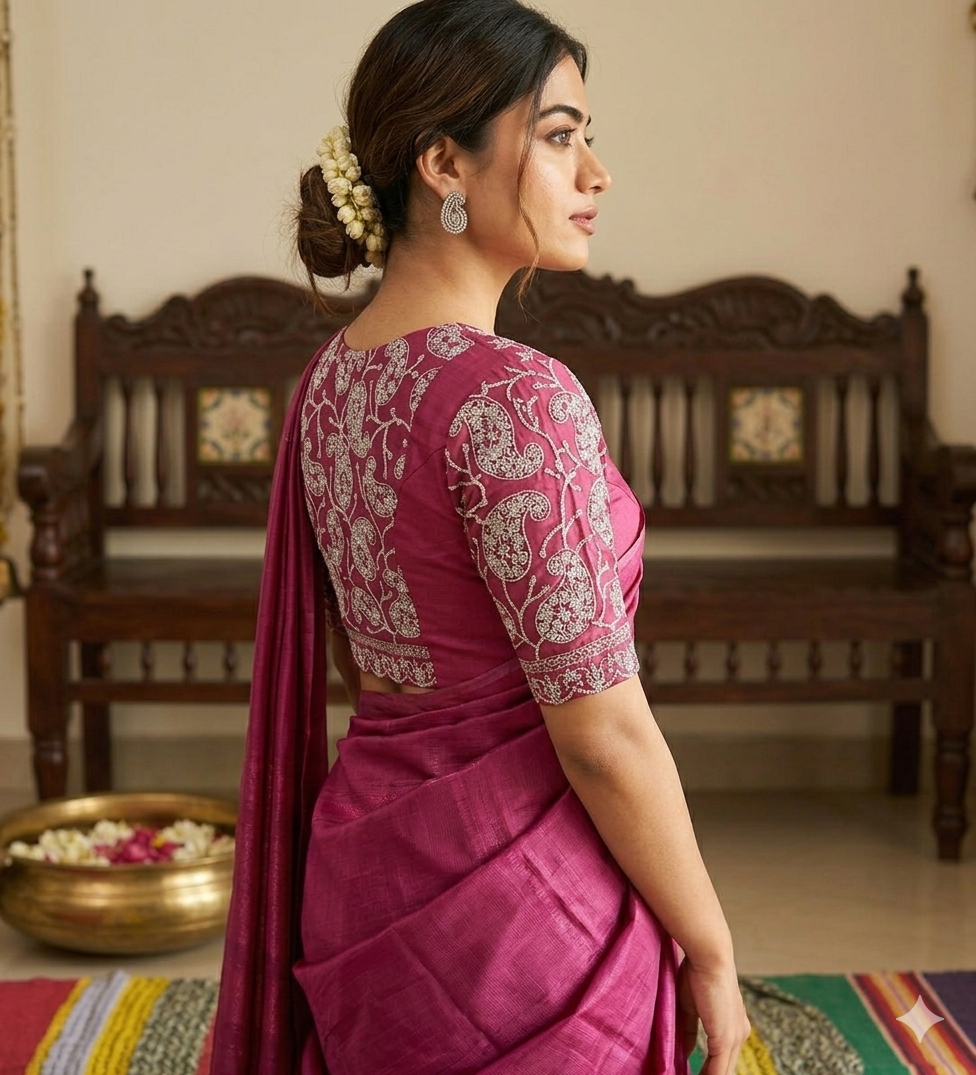Elegant Pink Coconut Silk Embroidered Saree with Blouse