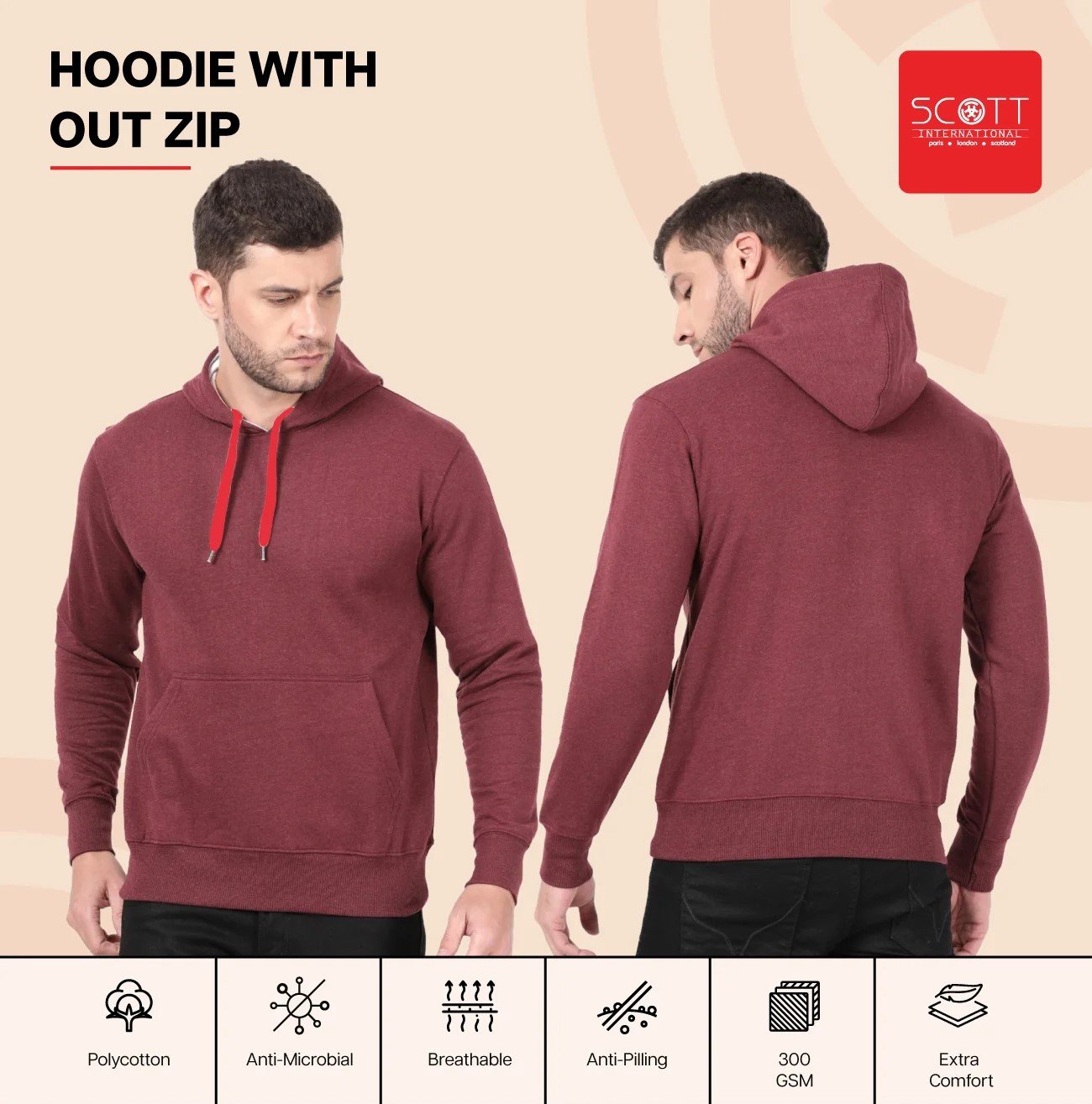 Navy Blue HOODIES WITHOUT ZIP 300 GSM for Top Wear online India
