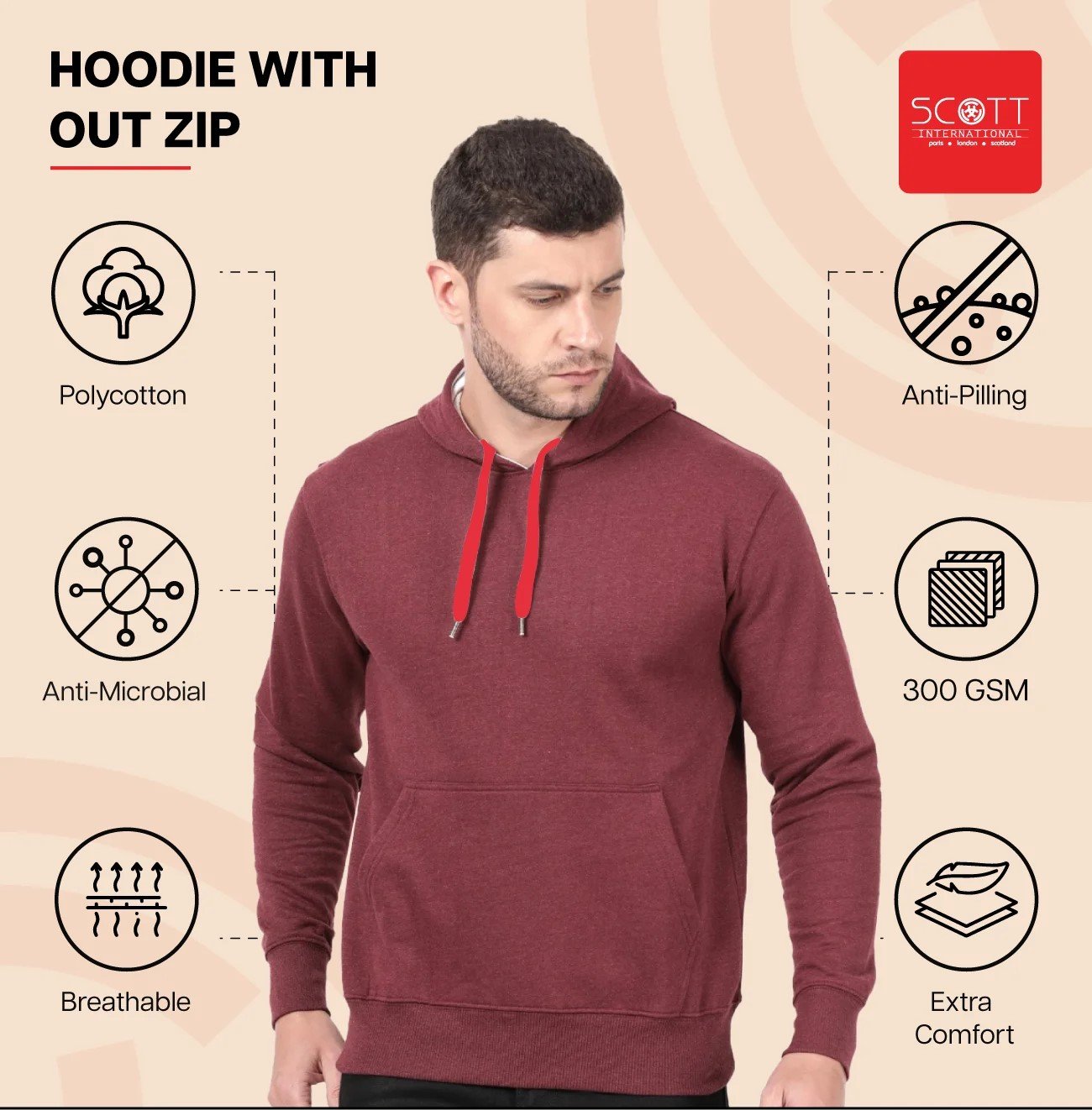 Navy Blue HOODIES WITHOUT ZIP 300 GSM for Top Wear online India