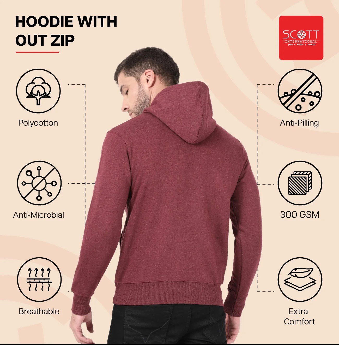 Navy Blue HOODIES WITHOUT ZIP 300 GSM for Top Wear online India