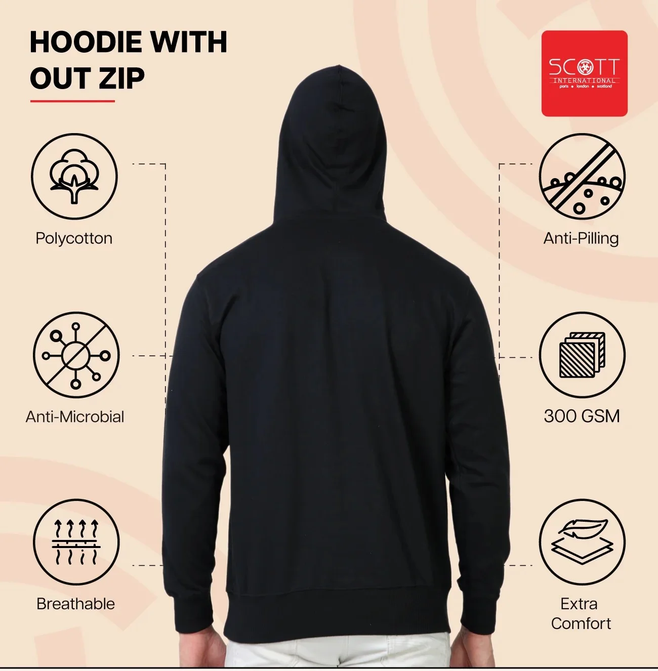 Navy Blue HOODIES WITHOUT ZIP 300 GSM for Top Wear online India