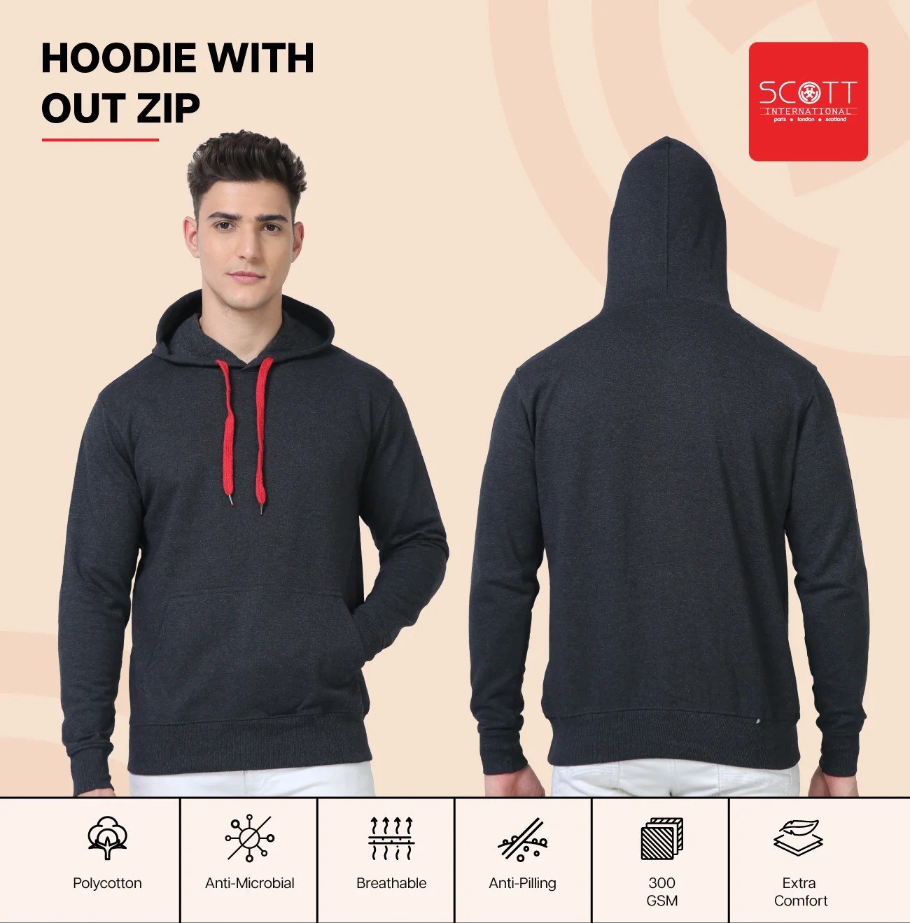 Royal Blue HOODIES WITHOUT ZIP 300 GSM for Top Wear online India