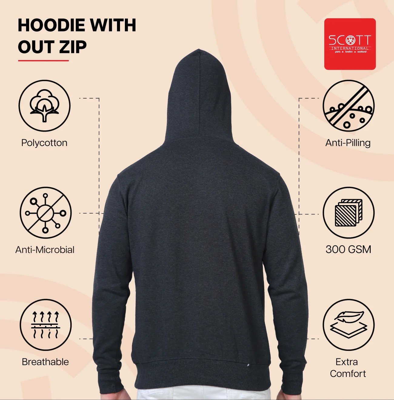 Royal Blue HOODIES WITHOUT ZIP 300 GSM for Top Wear online India