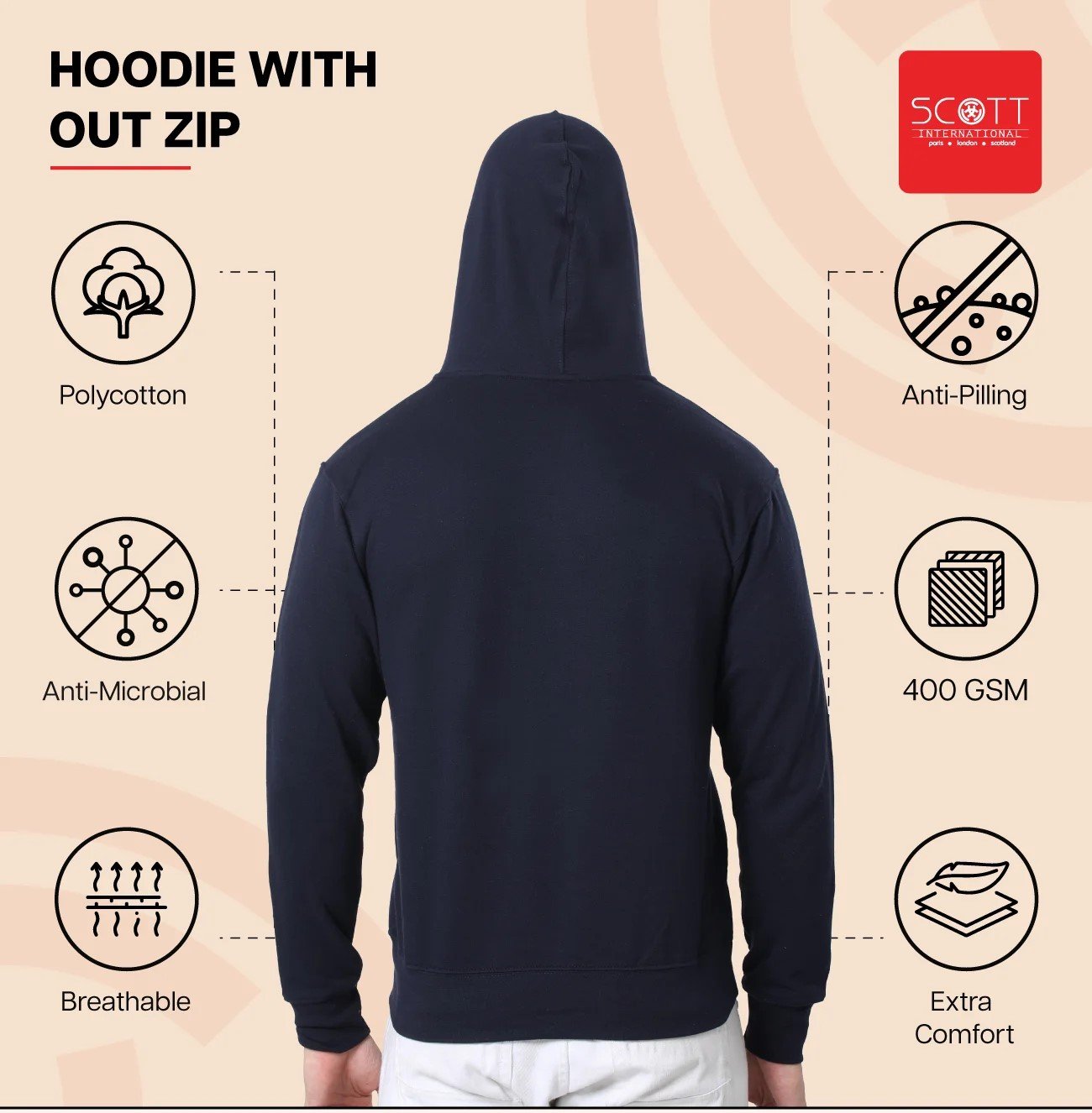 Elegant Charcoal HOODIES WITHOUT ZIP 400GSM for Top Wear online India