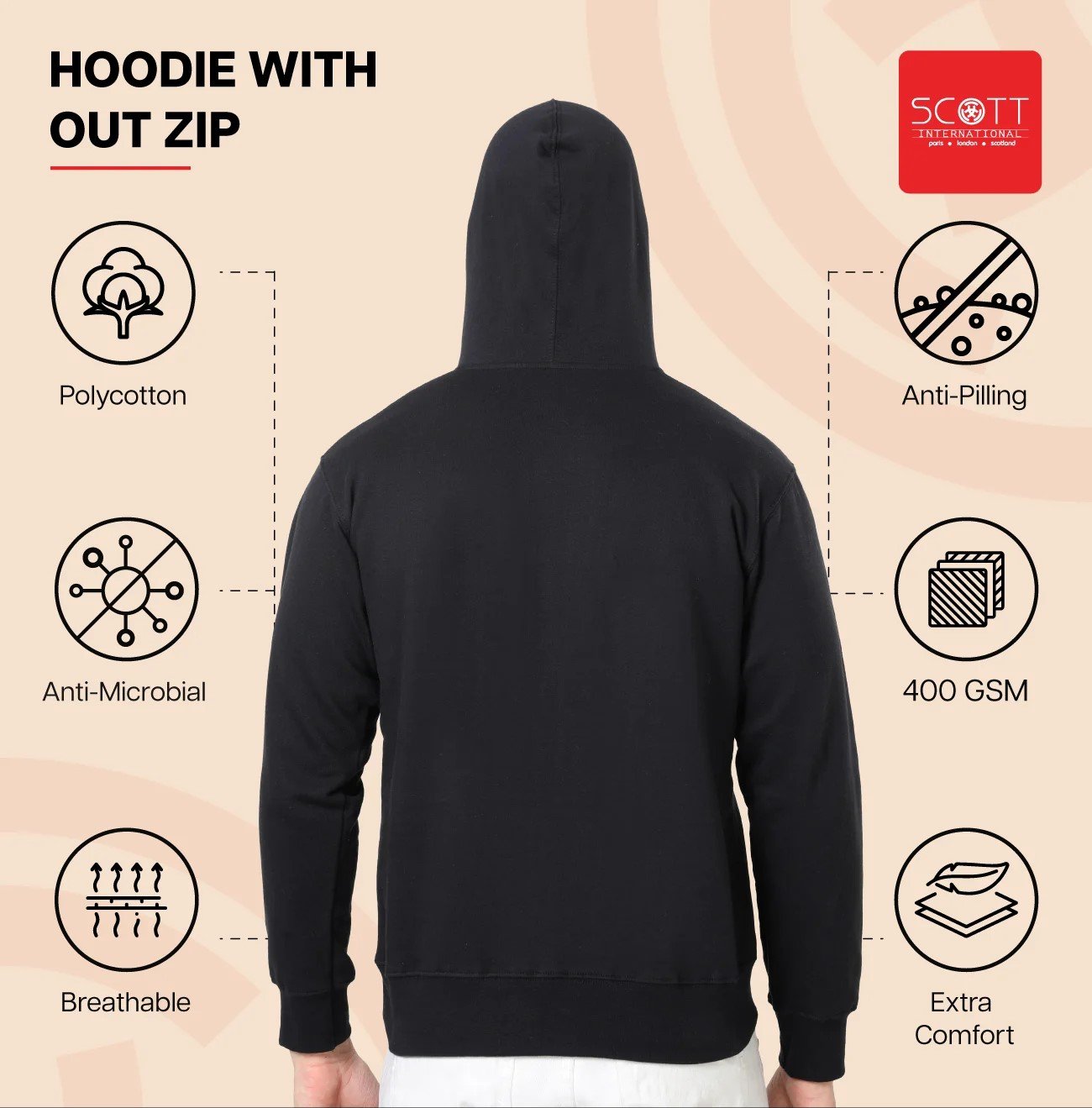 Elegant Charcoal HOODIES WITHOUT ZIP 400GSM for Top Wear online India