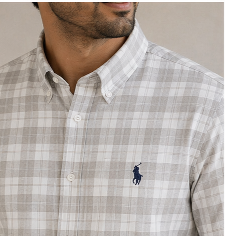 Men’s Slim Fit Light Grey Checked Shirt for Top Wear online India
