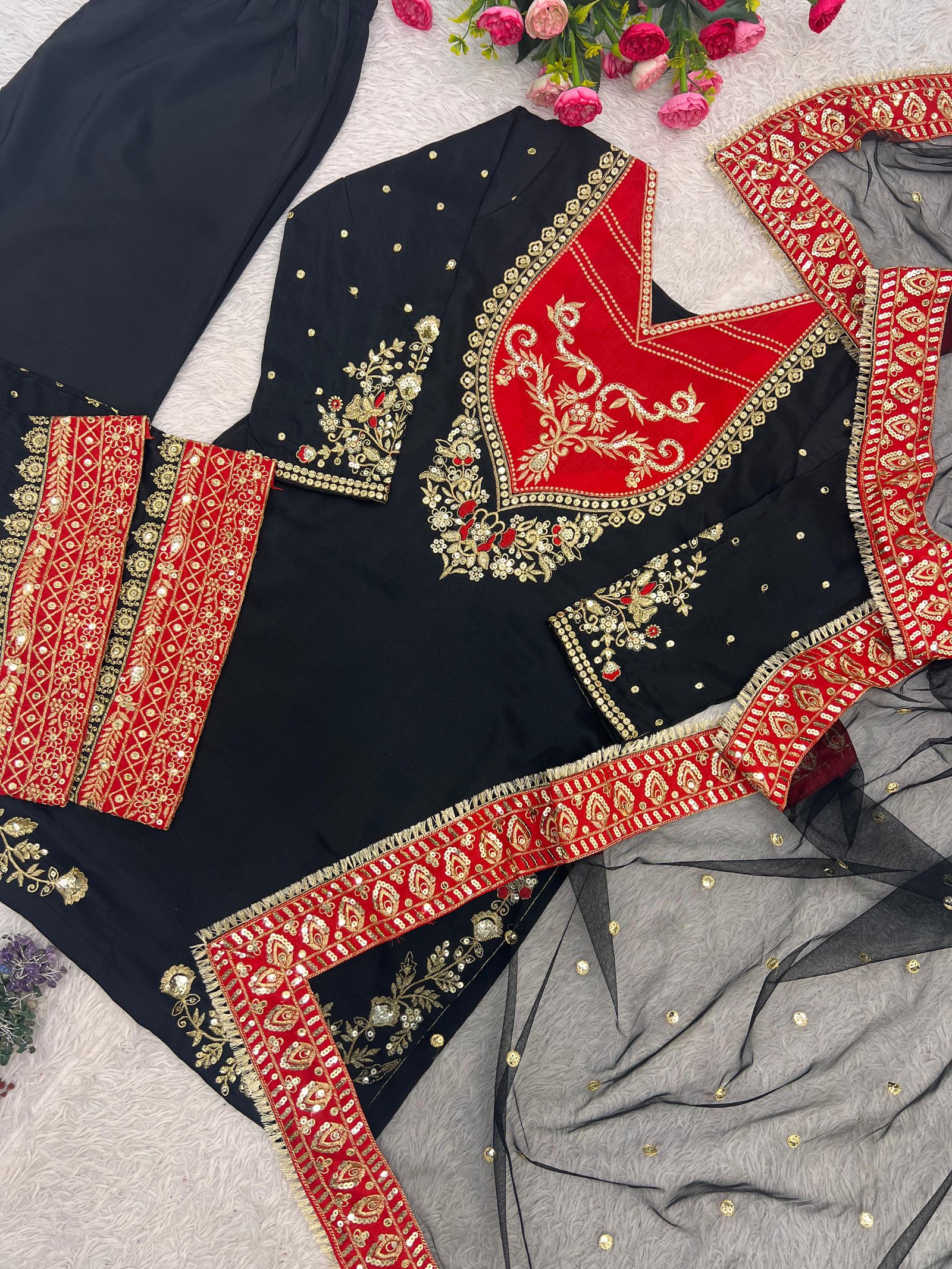 New Fancy Design Collection Top - Plazzo And Dupatta Set for Ethnic Wear online India