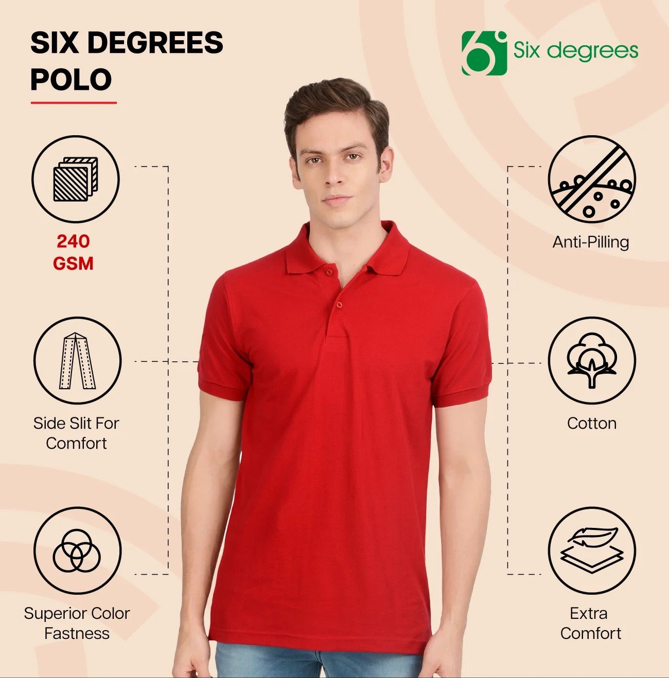 Comfortable 6 DEGREES POLO for Top Wear online India